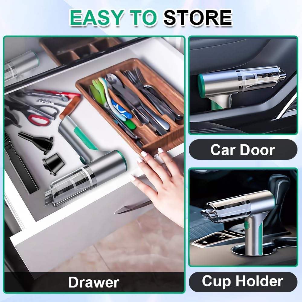 5-in-1 Mini Handheld Vacuum Cleaner | USB Rechargeable Portable Dust Cleaner for Home, Car, and Keyboard