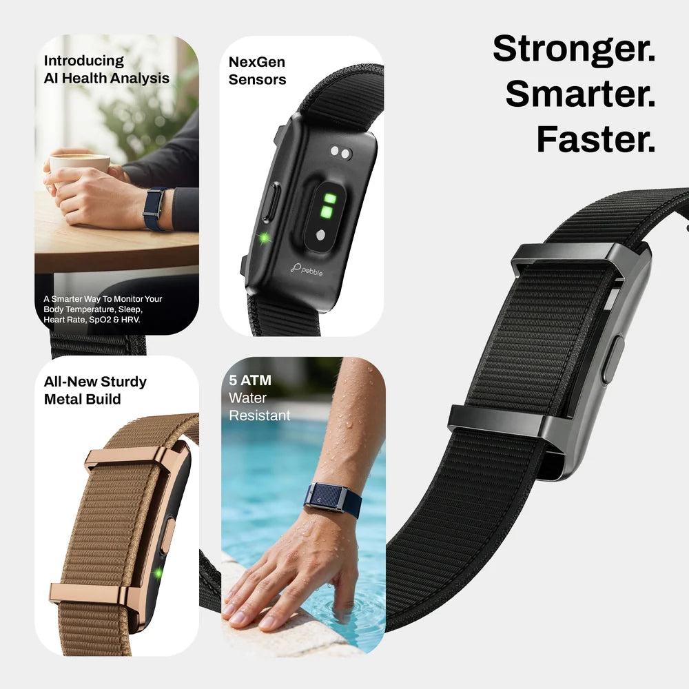 Pebble Qore™ 2 Smart Fitness Band | Premium Metal Build | 45 Days Battery | 5ATM Water Resistant