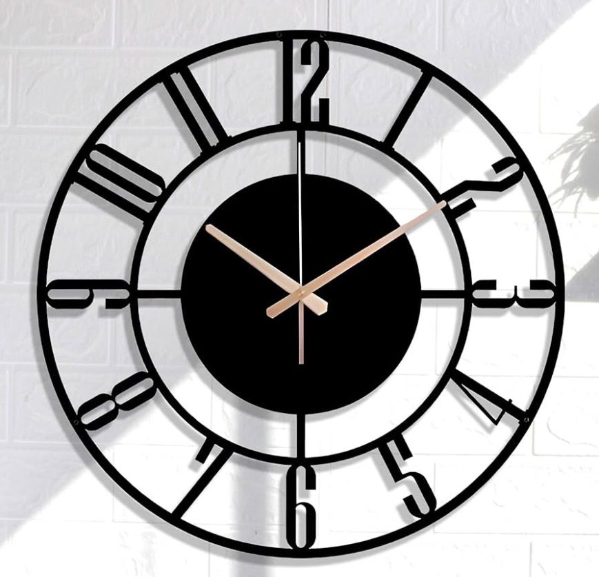Modern Designer Wall Clock – Large Decorative Metal Frame (Minimalist Luxury Design)