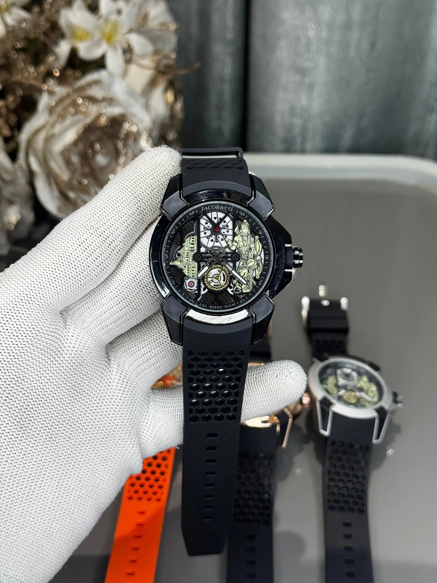 Shri Ram Limited Edition Watch with Orange Silicone Strap